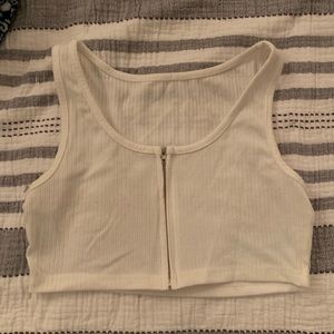 Robbed zip up crop top